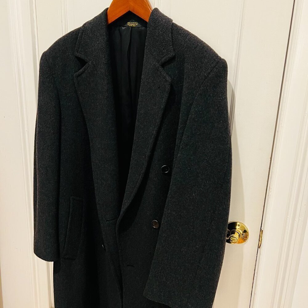 Vintage Men’s Pierre Cardin Cashmere Wool Blend Double Breasted Long Over Coat - Picture 3 of 16